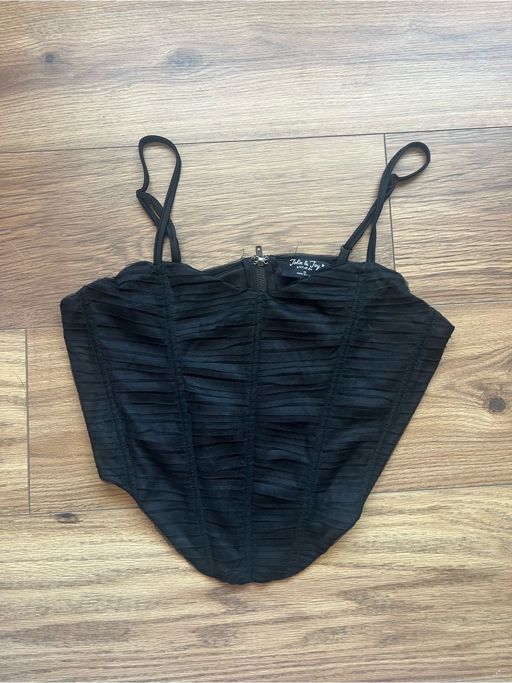 Jolie & Joy Goth Whimsygoth Black Mesh Ruched Corset Cami Top XL